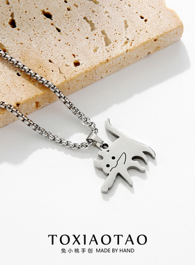 可爱叼刀小猫项链个性ins潮吊坠