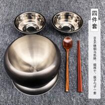 Zen Buddhist monk Bowl Pocket Bowl Brush bouquets Double heat insulation deep grey monks Monks Chemical edge bowls Stainless Steel Pall Bowl four pieces