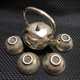 Antique miscellaneous antique old white copper silver-plated set of teacups and teapots