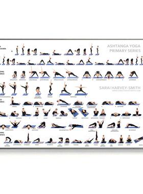 印度瑜伽馆墙面装饰挂画体式图yoga体式序列简图禅意艾扬格大师画