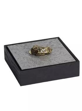 轻奢现代木质绿石头盒收纳盒桌面摆件衣帽间书房创意样板间装饰品