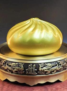 蒸蒸日上小福包桌面书房可装东西铜雕包子装饰摆件福气多多铜包子