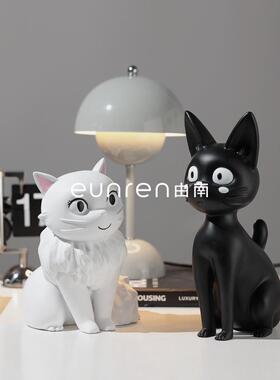 创意树脂猫咪动物摆件家居饰品现代简约北欧风客厅台面装饰品礼品