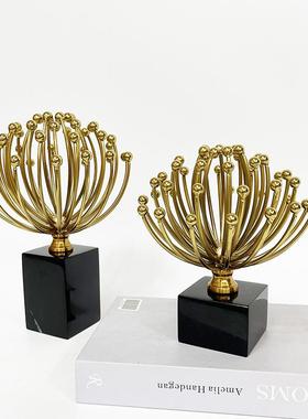 样板间客厅摆件美式酒柜书柜餐桌装饰现代金属工艺品书房创意摆设