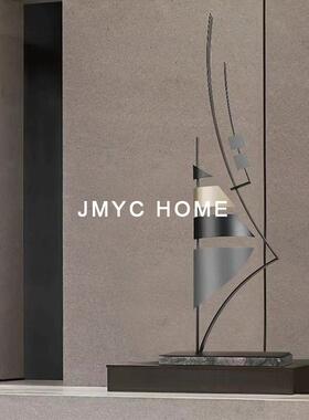 轻奢简约一帆风顺寓意摆件样板房办公室酒店玄关落地大摆件装饰品