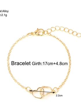 Bracelets women ins冷淡风金属合金桃心多宝双心形手錬女 Bracel
