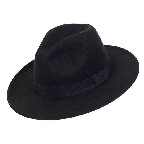 Vintage Fedora Men Gentleman Wool Wide Brim Top Hat spring A - 图1