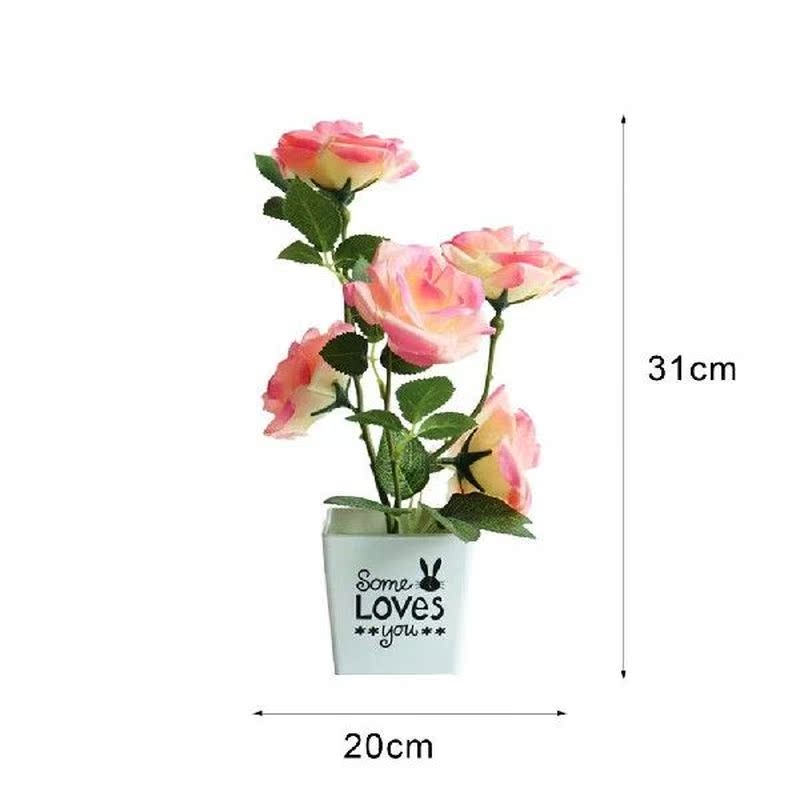 Artificial Plant Pot Rose Bonsai Faux Silk Flower Indoor - 图2