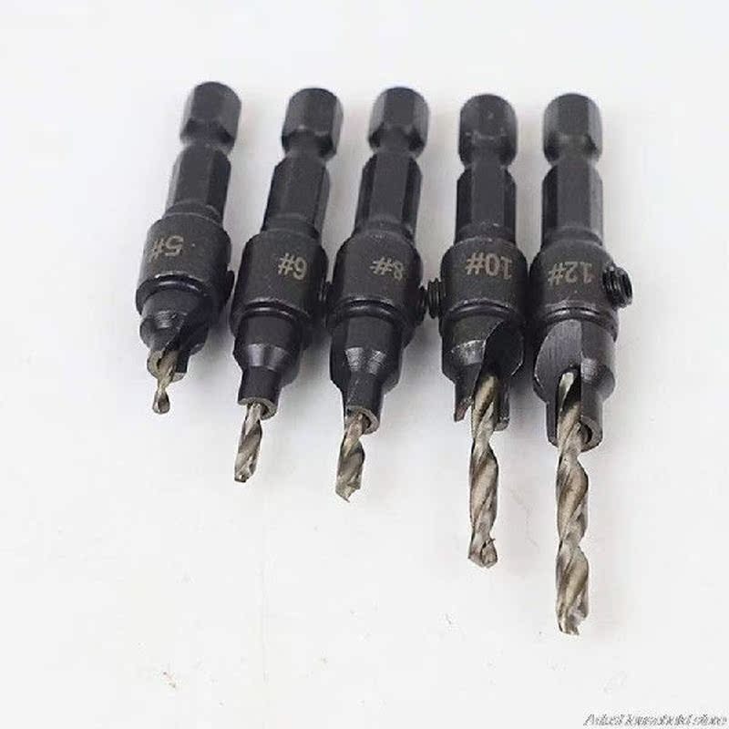 6 Buah Bor Kayu Bor Countersink Bit #5 #6 #8 #10 #12 dengan - 图2