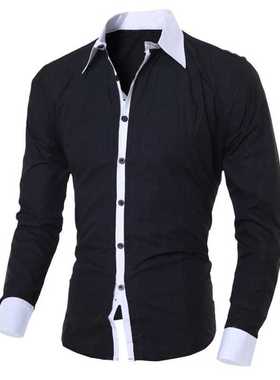 Camisa 2021 Fashion Personality Men Shirt Casual Slim Long-s