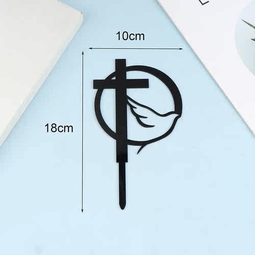 1Pc Dove & Cross Religious Cake Topper God Bless Wooden - 图3
