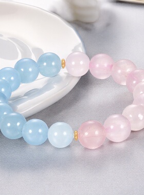 zeroline海蓝宝粉水晶手串女