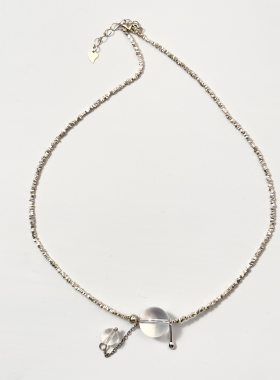 Zeroline天然白水晶纯银项链吊坠