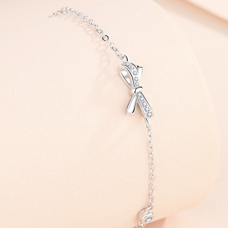 zeroline镶钻蝴蝶结纯银手链女轻奢小众精致高级感生日礼物送女友