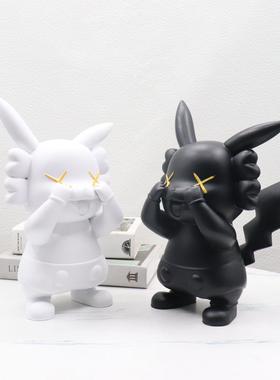 现代萌趣皮卡丘桌面摆件儿童房卡通装饰品办公室书架展架摆设