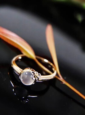 新款蛋面梅花女款戒指冰润水头饱