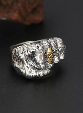 新款复古霸气拳头戒指潮男个性嘻