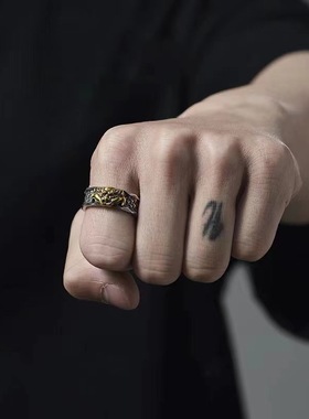 新款复古民族风潮流吞金兽戒指做