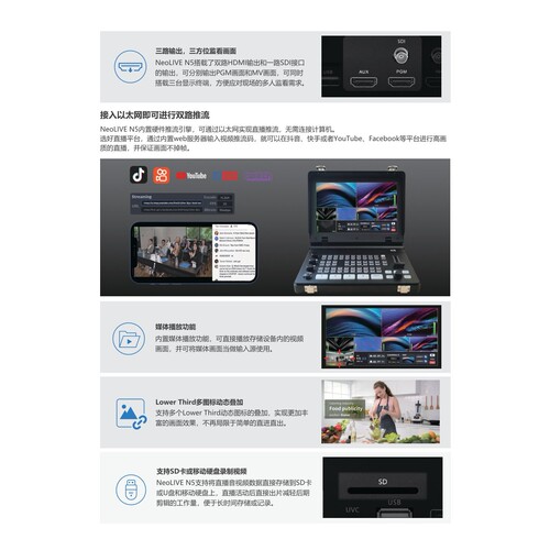 Sprolink一视科技N5/N5S导播台四路八路广播直播切换台SDI输出HDMI视频采集卡 - 图2