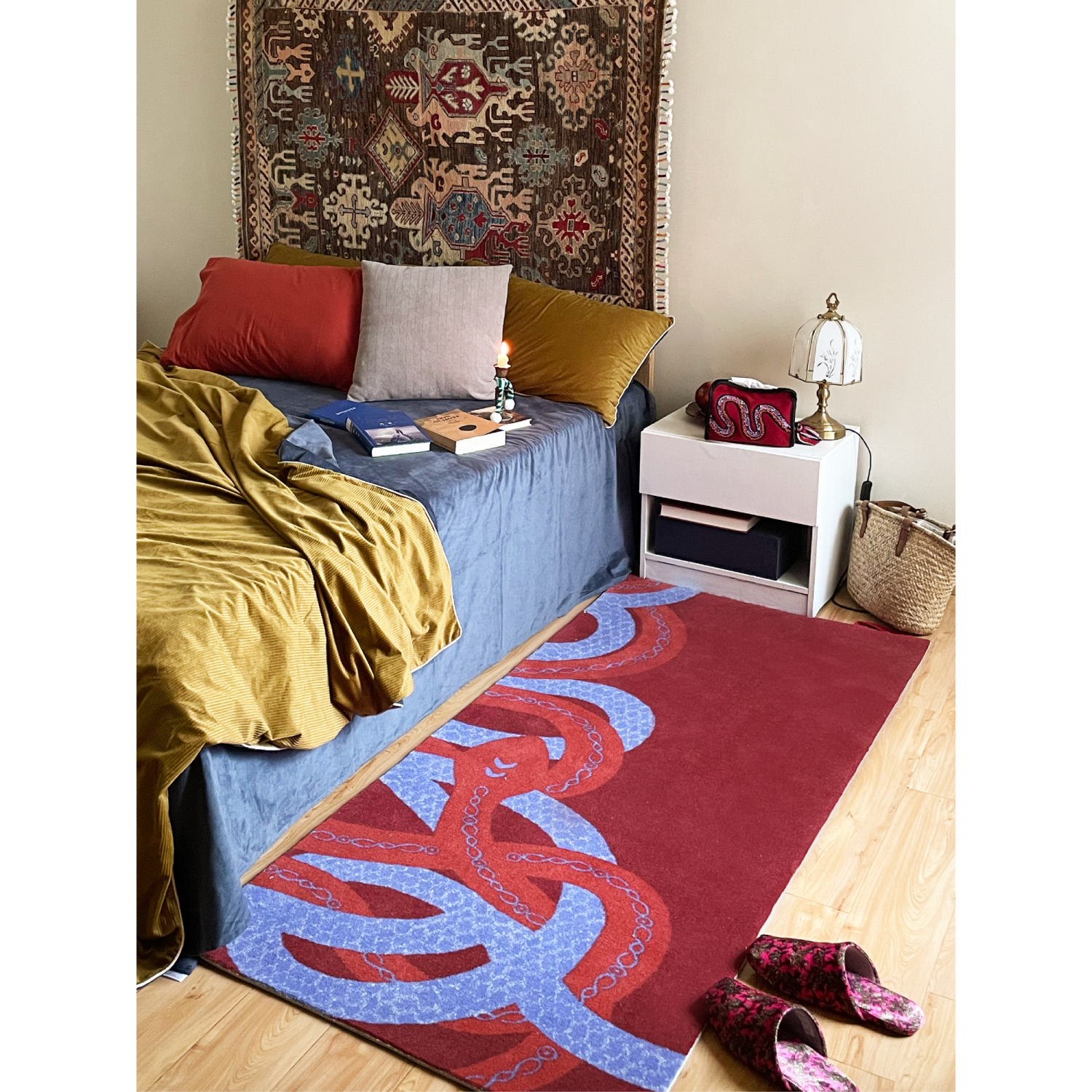 午观『吾观荣事』床边毯卧室客厅羊毛毯轻奢高级感结婚床尾红地毯,淘宝优惠券,粉丝福利购,淘宝优惠卷