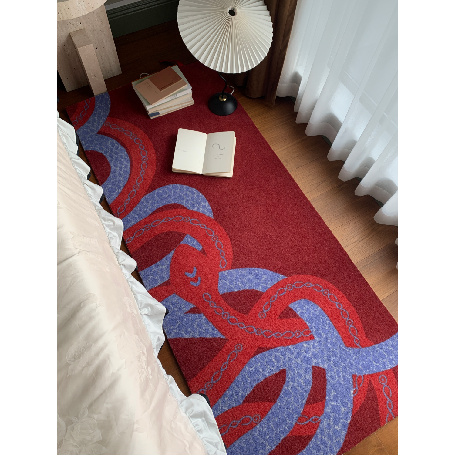 午观『吾观荣事』床边毯卧室客厅羊毛毯轻奢高级感结婚床尾红地毯,淘宝优惠券,粉丝福利购,淘宝优惠卷