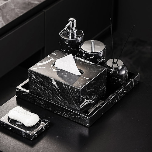 大理石浴室洗漱用品套件酒店风样板房卫生间洗手台乳液瓶香薰摆件 - 图3