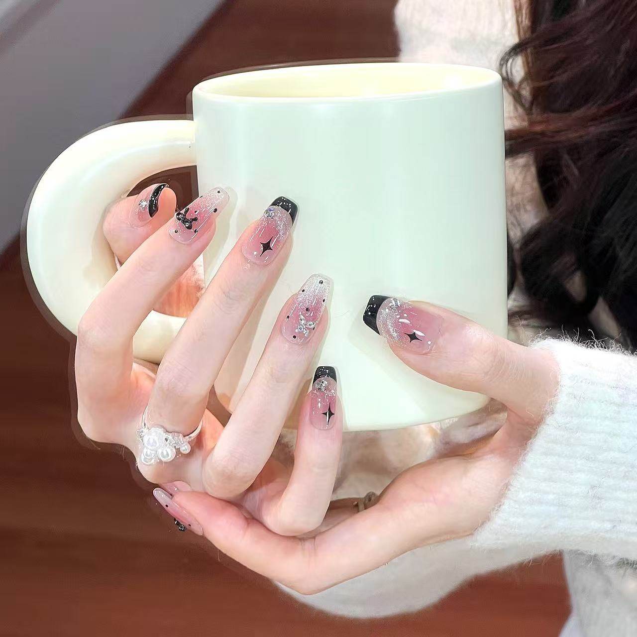 艺人法式猫眼显白秋冬款手工美甲贴片短款2025新款高级感指甲贴片,淘宝优惠券,粉丝福利购,淘宝优惠卷