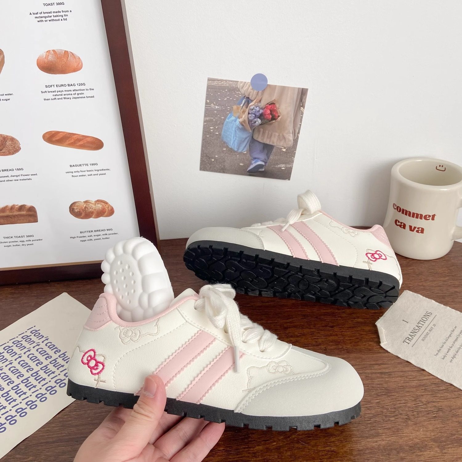 三 福丑萌真皮德训板鞋女粉色夏季新款小众学生芭蕾阿甘小白鞋女,淘宝优惠券,粉丝福利购,淘宝优惠卷