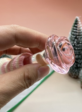 玻璃玫瑰长款摆件搭配猫爪防滑套光滑细腻礼品长15.5cm 直径2cm