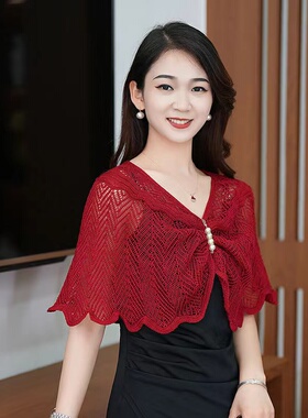 防晒套头针织披肩女夏季薄款时尚百搭配裙子护颈显瘦遮肉短款外搭