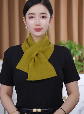 2025秋冬季新款百搭时尚针织羊毛短款围领休闲风纯色围巾保暖