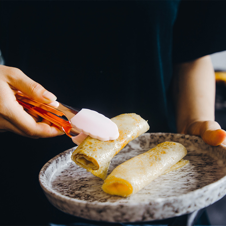 玫瑰金手柄硅胶迷你烘培刮刀打蛋器食物夹儿童辅食工具5件套