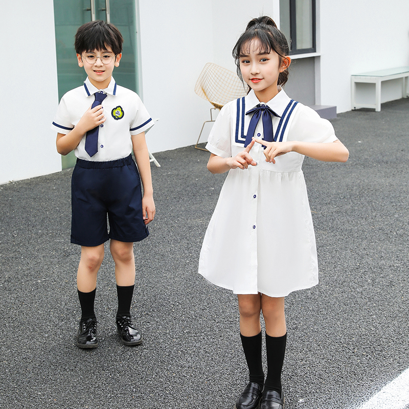 儿童表演服中小学生合唱服校服夏季短袖英伦学院风儿童班服毕业照