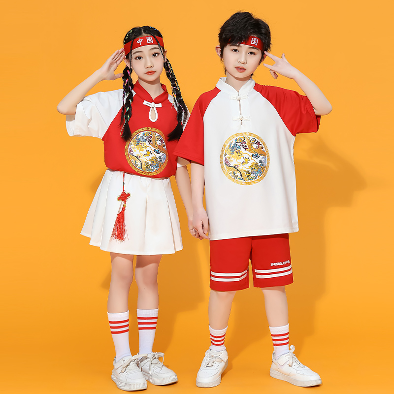 六一儿童啦啦队演出服小学生春季运动会中国风开幕式班服表演服装
