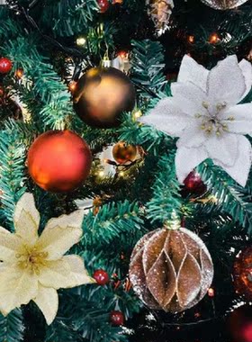 Bunga Natal dengan Perbatasan Emas Bunga Glitter untuk