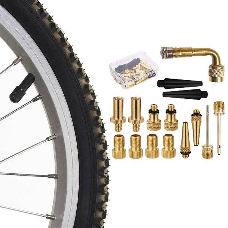 Portable Bike Tire Pump Adapter Kit Copper Bicycle Valve SV - 图0