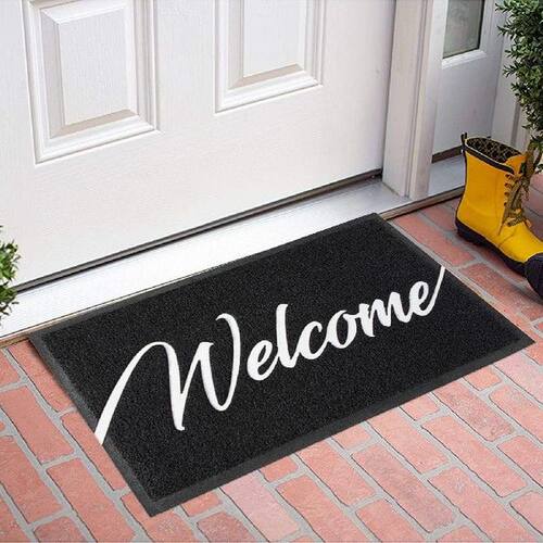 Black Entry Door Mat Front Door Welcome Carpet Modern - 图3