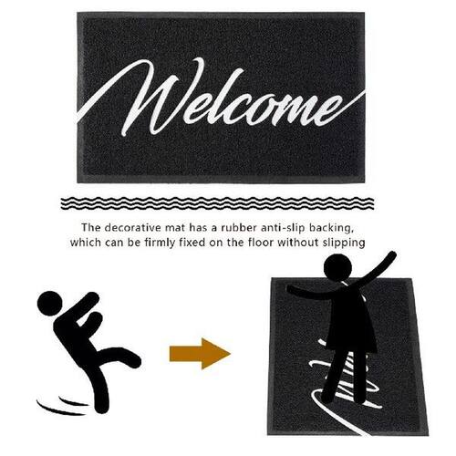 Black Entry Door Mat Front Door Welcome Carpet Modern - 图1