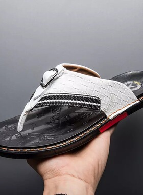 WEH top shoe brands Men's Flip Flops Genuine Leather