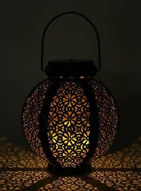 Creative Hollow Ball Solar LED Iron Art Lantern Light