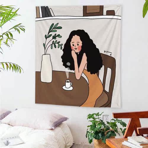 Tapestry Bedroom Decoration Wall-Hanging Illustration Nordic - 图3