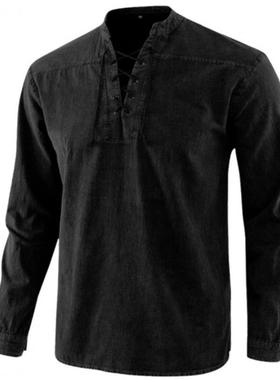 Men Knight Medieval Tunic Vintage Lace Up Renaissance Roman