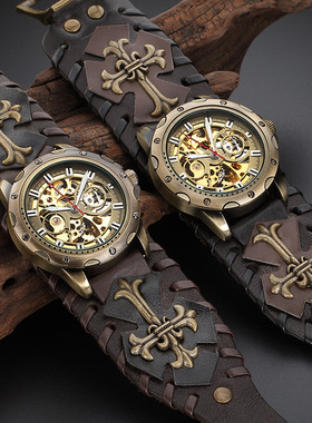Punk men's hollow automatic mechanical watch朋克男自