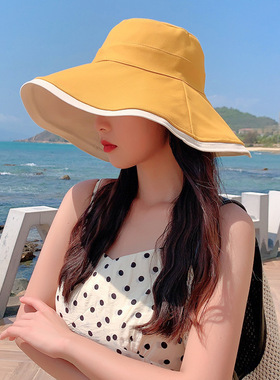 K221 Hat Female Summer Sun Hat Sunscreen Double sided Fisher