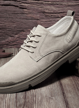 复古马丁靴男低帮春季英伦真皮工装鞋大码45百搭软底休闲皮鞋男潮