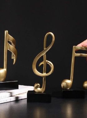 3Pcs Golden Musical Note Figurine Handicraft Piano Ornament