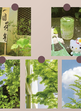 10张夏日青绿海报墙贴卡片ins风房间装饰宿舍墙壁明信片插画#