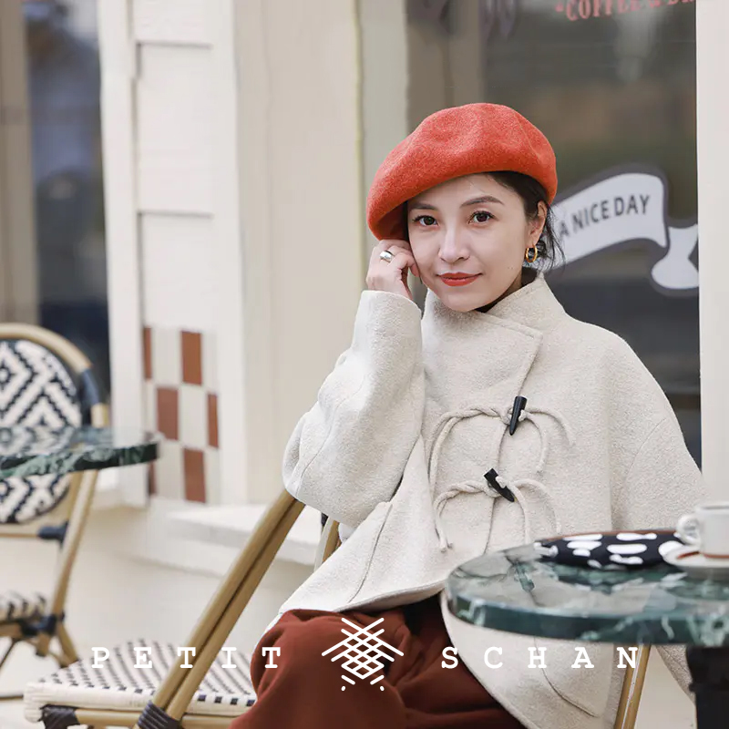 小闪大蘑菇纯羊毛大头围方圆脸显脸小法式高级感气质画家贝雷帽女 - 图1