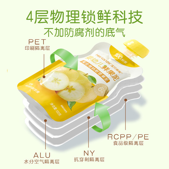 Helanshi Baby Easy Meal Fresh Fruit Puree for Infants and Young Children 100g