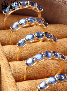 帕诗韵S925蓝色托帕石戒指百搭